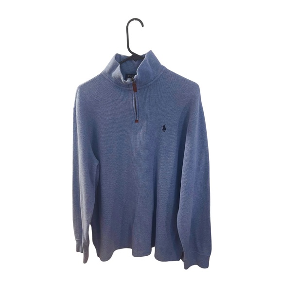 POLO RALPH LAUREN Men’s Blue Quarter 1/4 Zip Sweater - Size Large - Picture 7 of 9